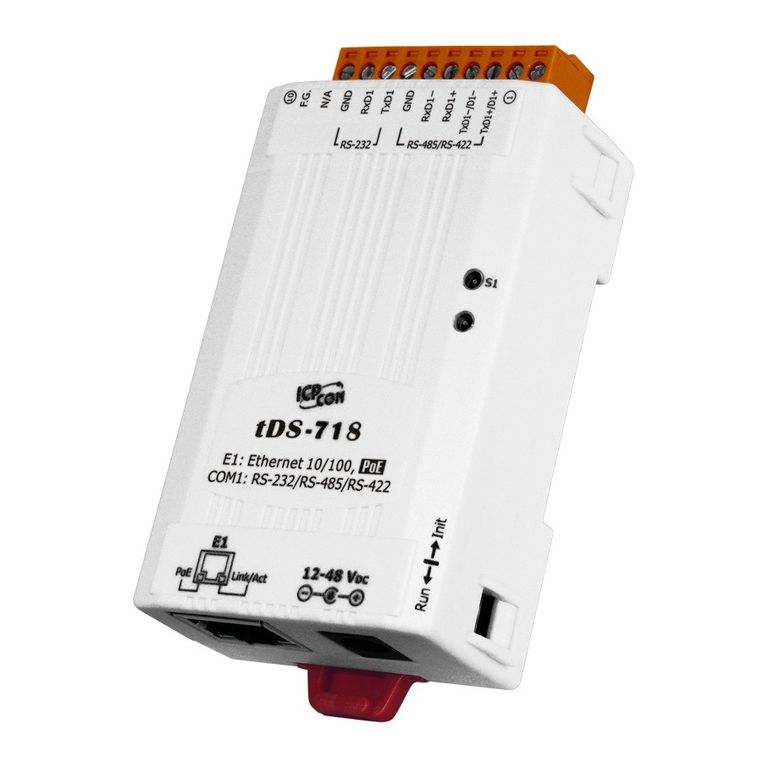 1-портовый сервер RS-232/422/485 в Ethernet с возможностью питания по PoE