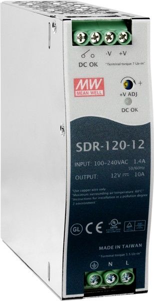 SDR-120-12, Преобразователь AC-DC на DIN-рейку 120Вт