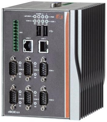 Встраиваемый компьютер на DIN-рейку rBOX101-6COM-FL1.33G-RC-DC (3G/GPRS)