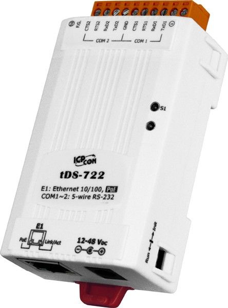 Сервер RS-232 в Ethernet с возможностью питания по PoE 2-портовый