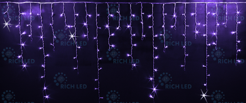 Светодиодная бахрома LED 3х0.9 м, 220В, фиолетовая, МЕРЦАЮЩАЯ, IP54