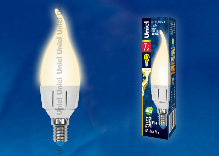 Лампа светодиодная LED-CW37-7W/WW/E14/FR PLP01WH картон