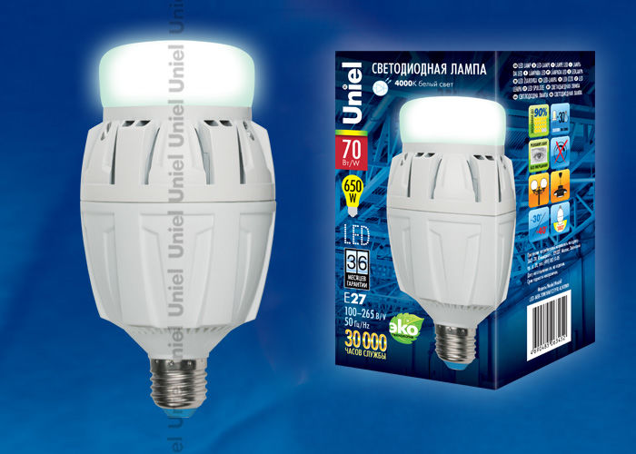 Лампа светодиодная LED-M88-70W/NW/E27/FR ALV01WH Uniel 08980