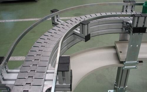 Конвейер пластинчатый одноручьевой поворотный толщина от 1.5 мм до 15 мм
