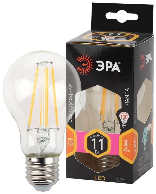 Лампа светодиодная F-LED A60-11W-827-E27 ЭРА Б0035025 Эра