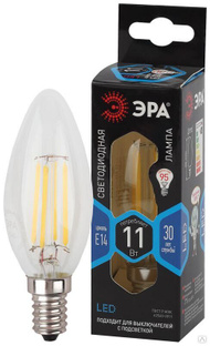 Лампа светодиодная филаментная F-LED B35-11W-840-E14 11Вт B35 свеча 4000К нейтр. бел. E14 Эра Б0046987 