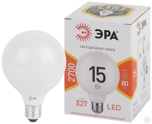 Лампа светодиодная LED G90-15W-2700K-E27 G120 15Вт шар E27 тепл. бел. декор. ЭРА Б0049077 Эра 