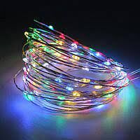 Гирлянда "Нить-роса" 300 LED 30 м, проволока, от сети 220 В разноцветная