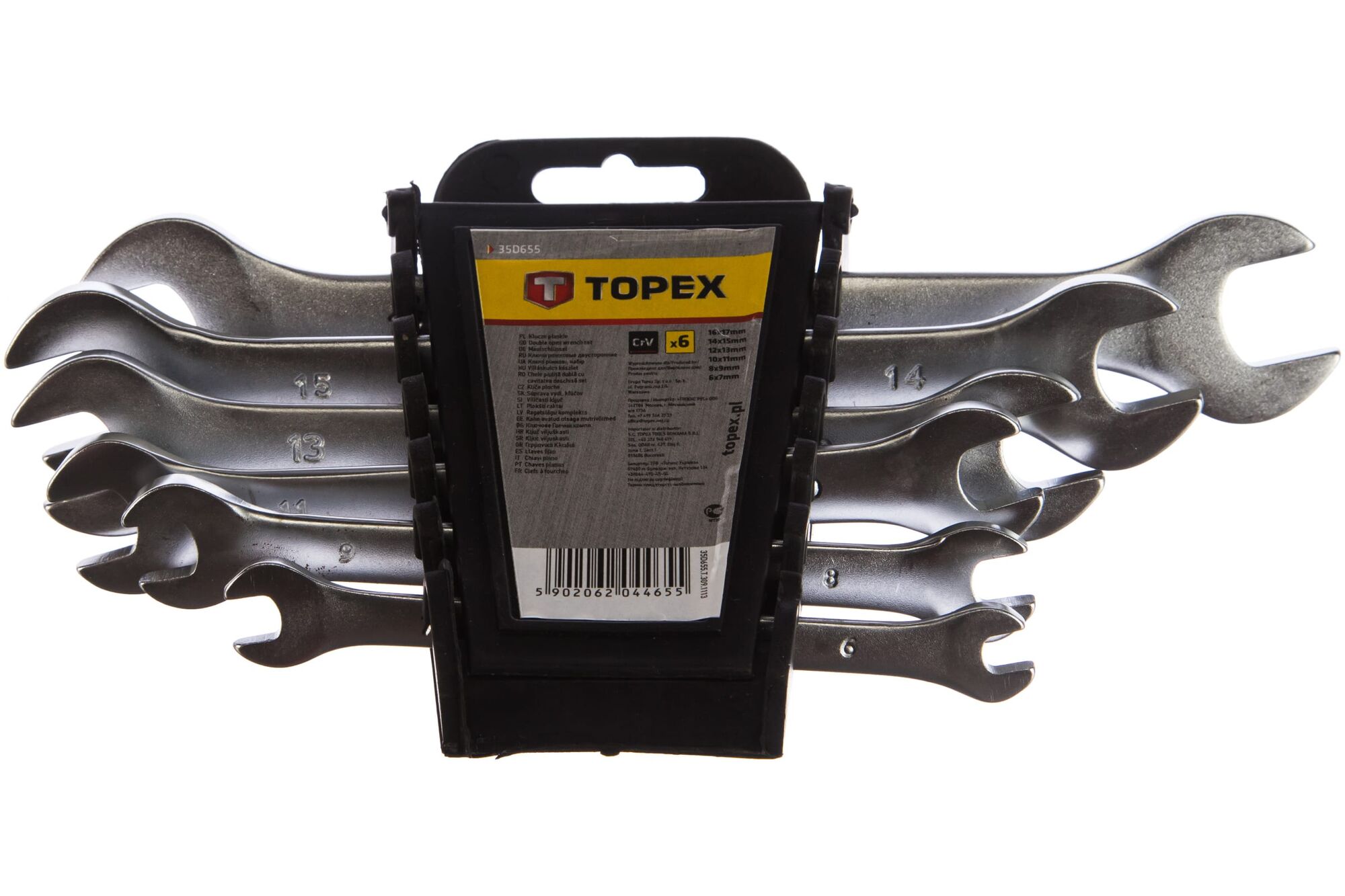 Двухсторонние ключи TOPEX с открытым зевом 6x17 мм, 6 шт. 35D655