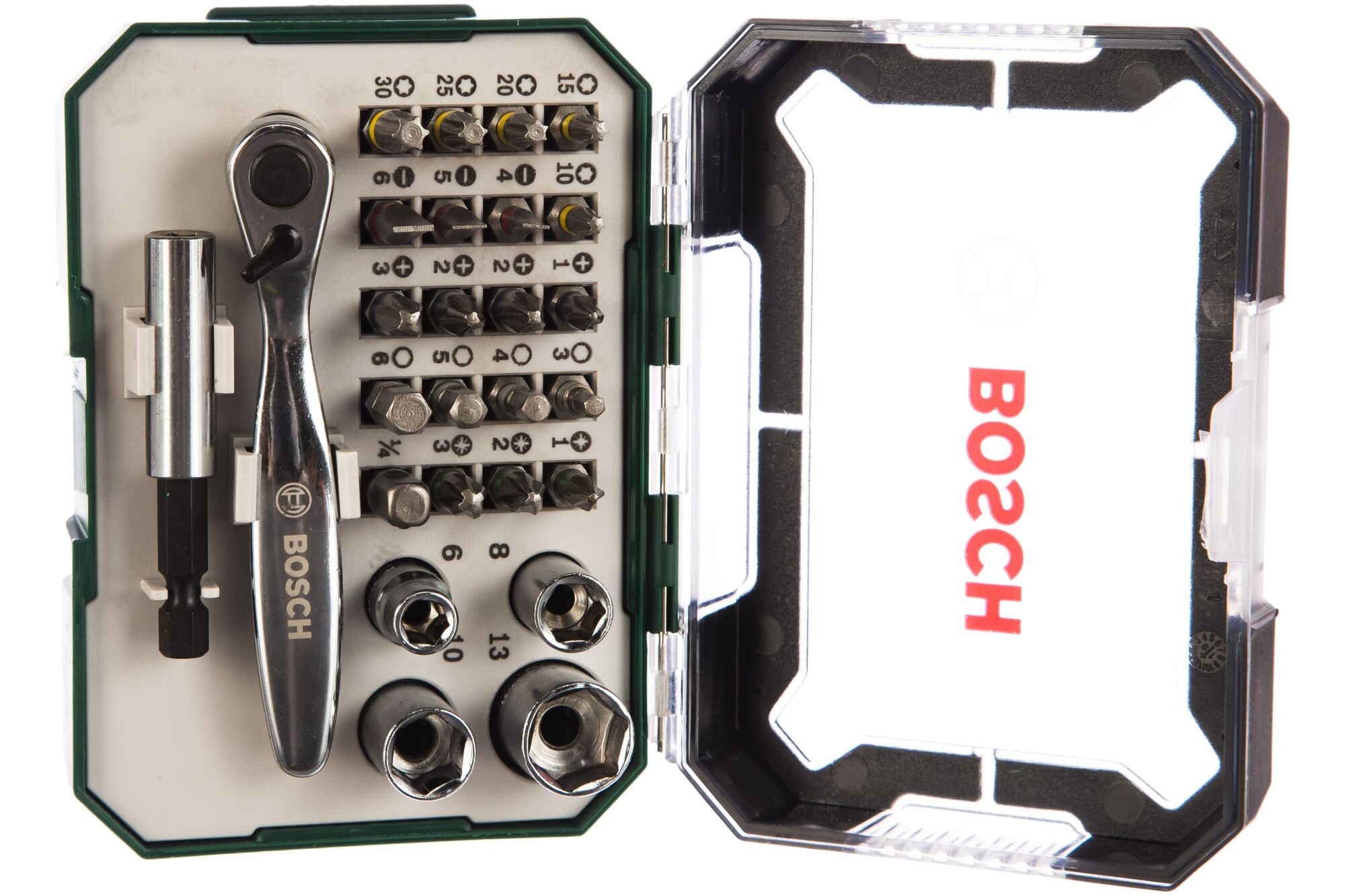 Комплект насадок с ключом-трещоткой (26 предметов) Bosch 2607017322 1