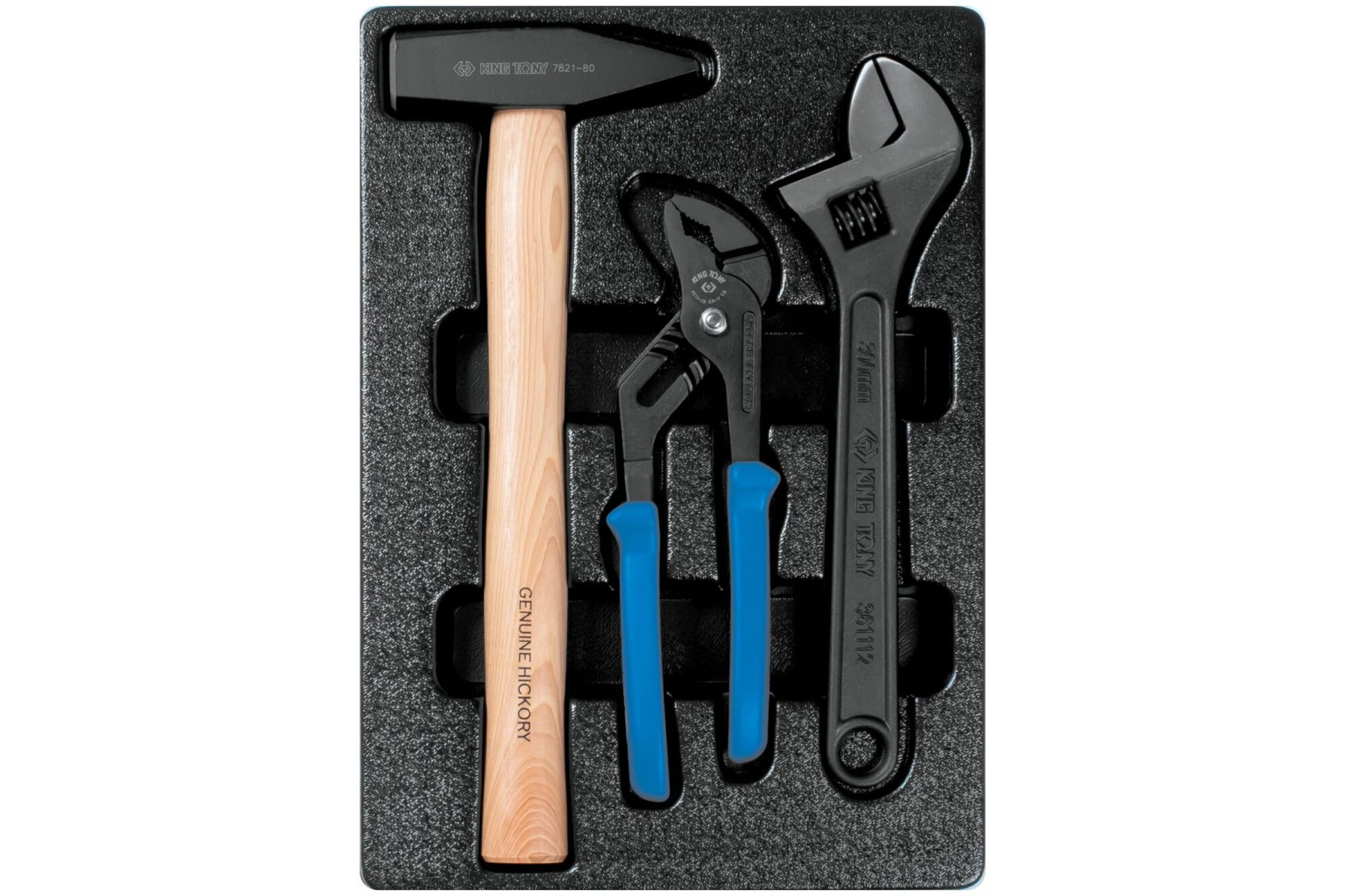 Набор инструментов (переставные клещи, разводной ключ и молоток, ложемент, 3 предмета) KING TONY 9-90103PP02 2