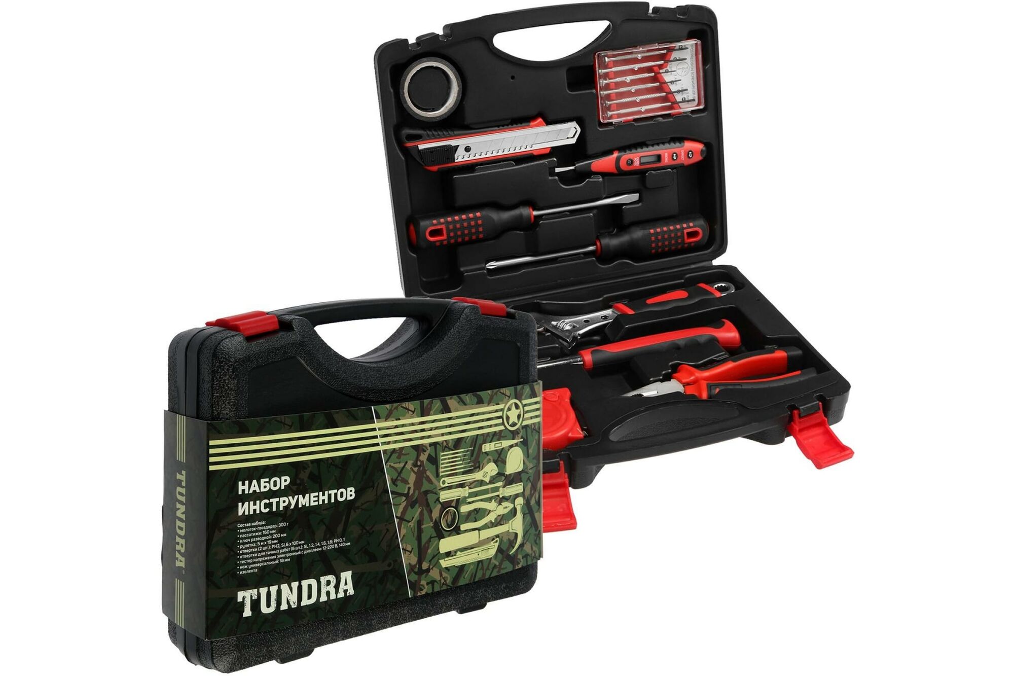 Набор инструментов в кейсе TUNDRA подарочная упаковка, универсальный, 15 предметов 5367818