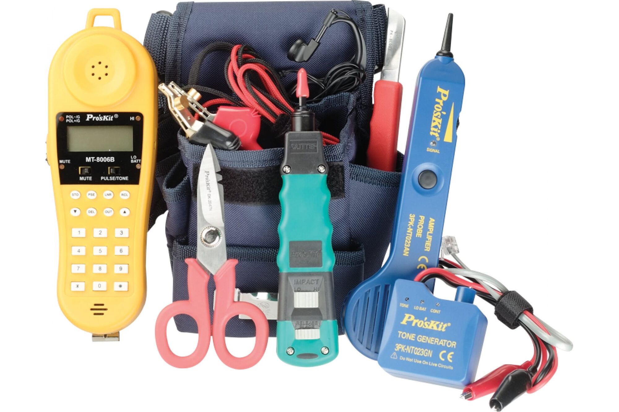 Набор инструментов для обслуживания телефонных сетей в ременной сумке ProsKit PK-2016 С00037363