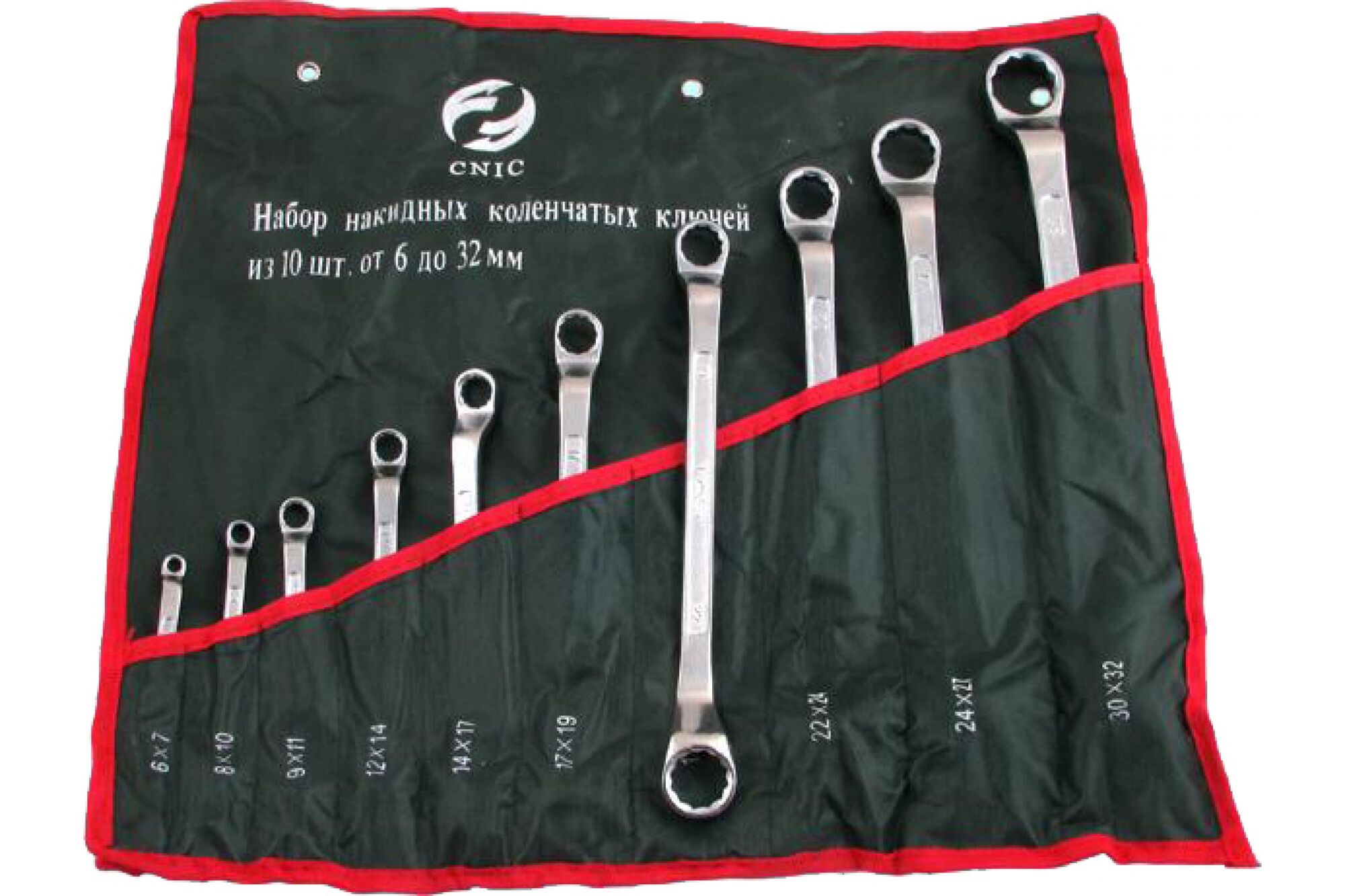 Набор ключей CNIC накидных из 10-ти шт. 6x7 - 30x32 в сумке хром TS-002 50076