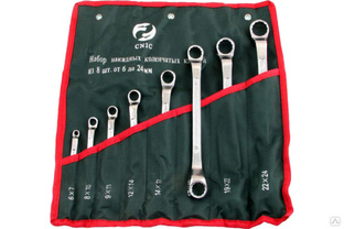 Набор ключей CNIC накидных из 8-ми шт. 6x7 - 22x24 в сумке хром TS-002 50075 