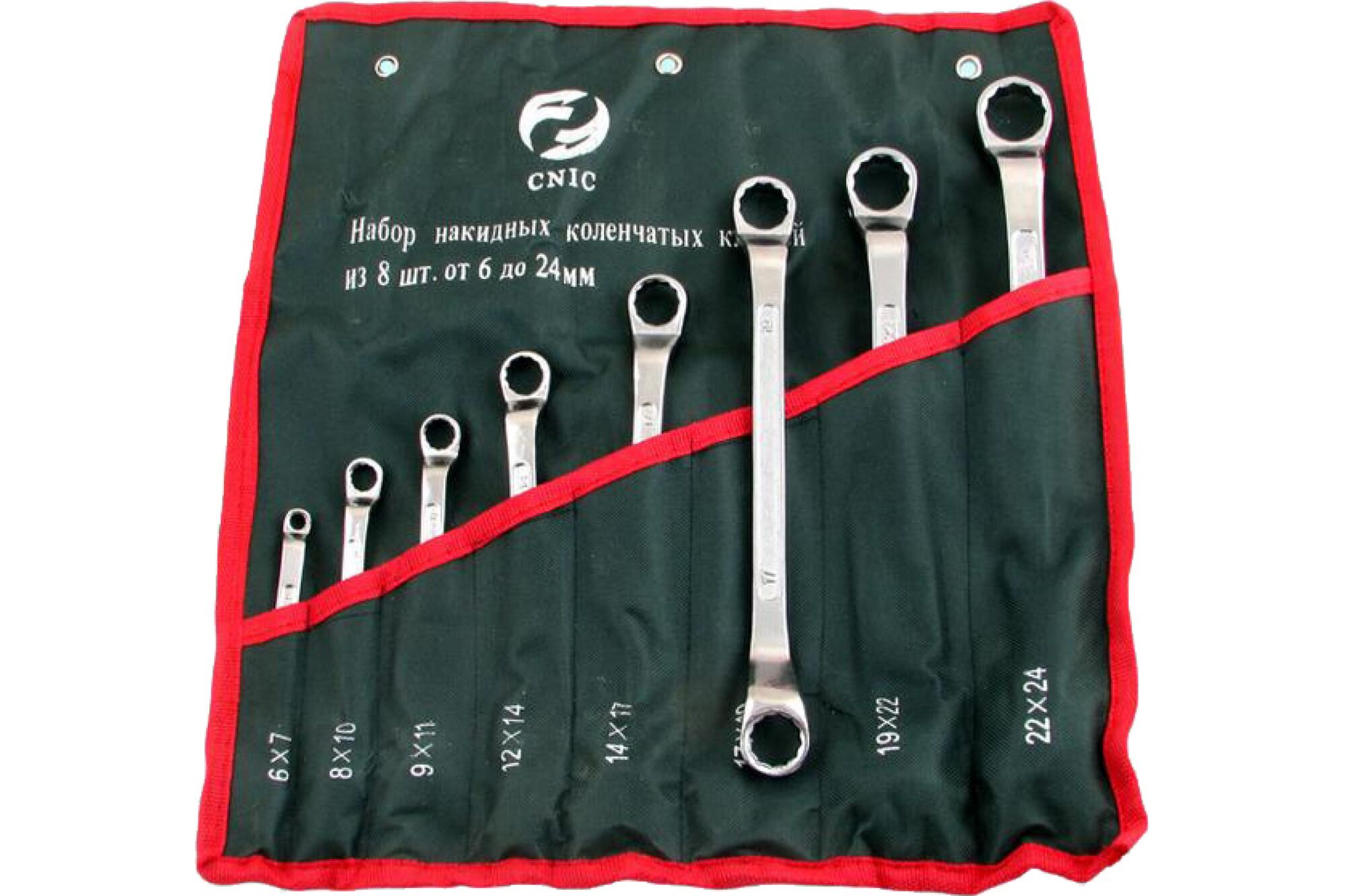 Набор ключей CNIC накидных из 8-ми шт. 6x7 - 22x24 в сумке хром TS-002 50075