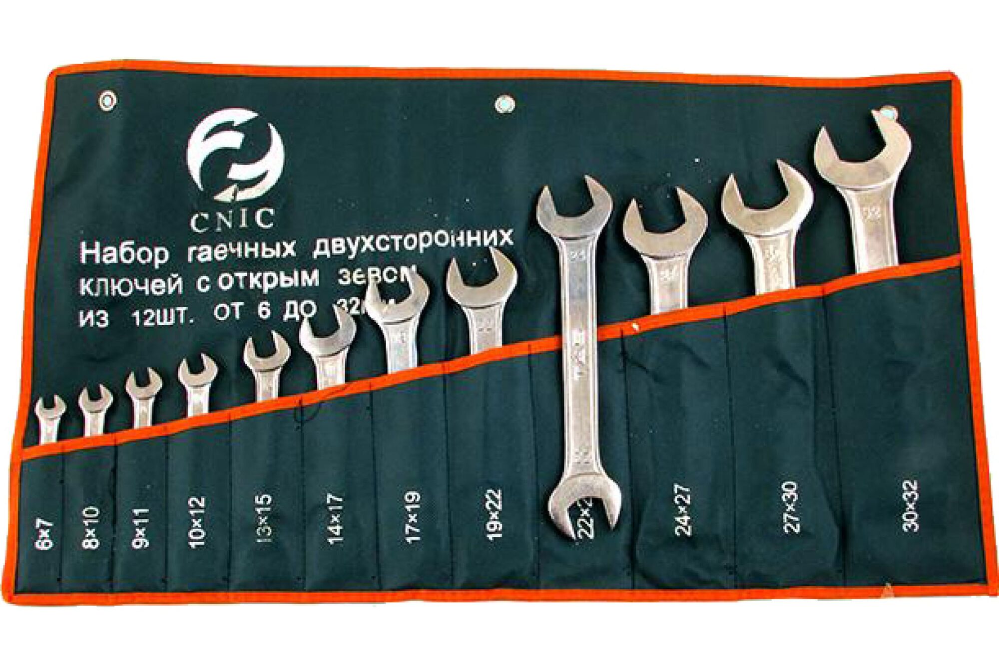 Набор ключей CNIC рожковых из 12-ти шт. 6x7 - 30x32 покрытие хром TS-001 в сумке 35425