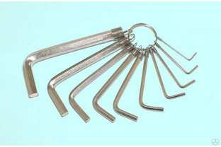 Набор ключей CNIC шестигранных из 10 шт 1,5,2,2,5,3,4,5,5,5,6,8,10 мм на кольце CrV никель 2302 66463 
