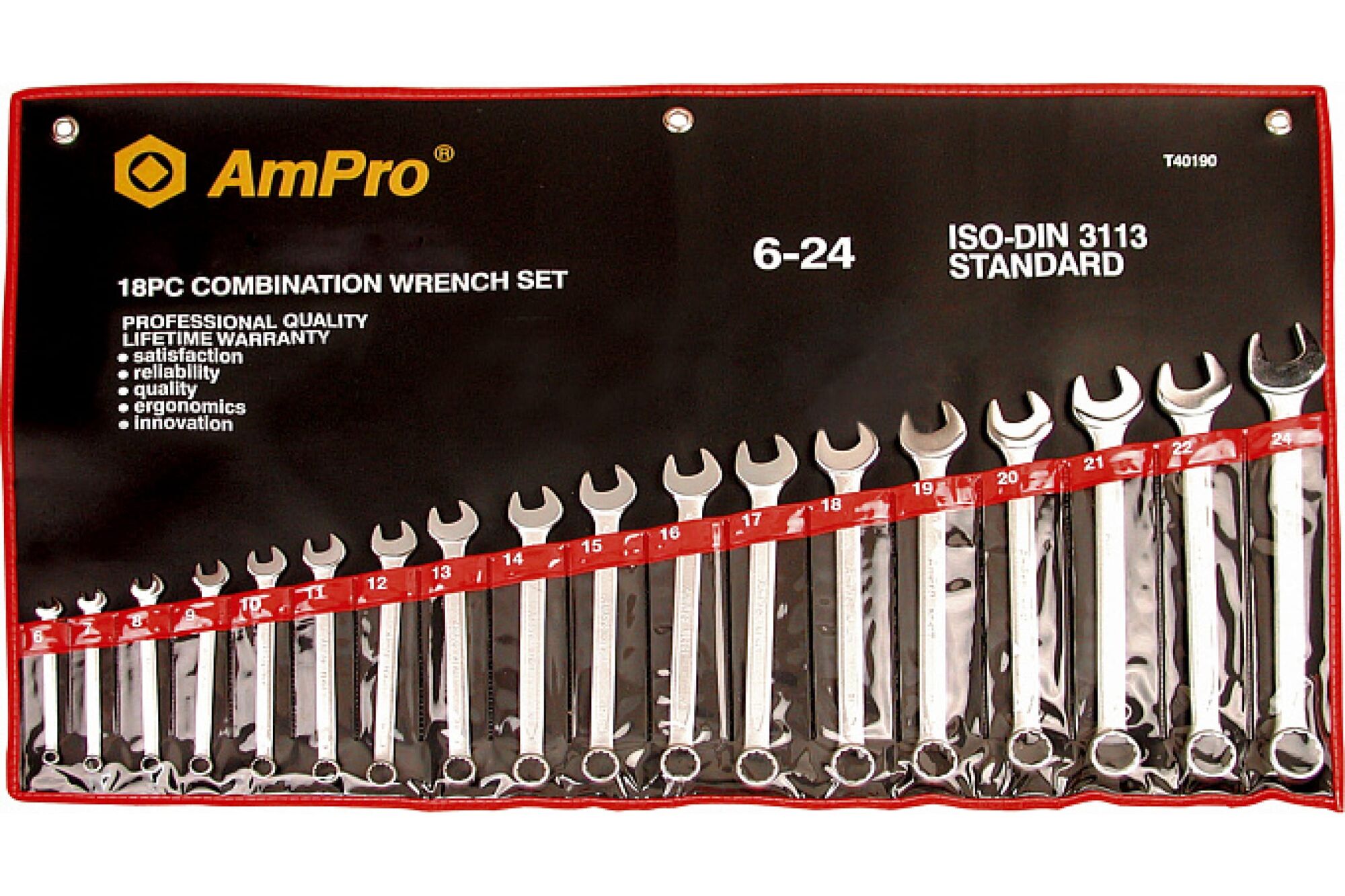 Набор комбинированных дюймовых ключей AmPro 16предметов 1/4-1-1/4 T40195
