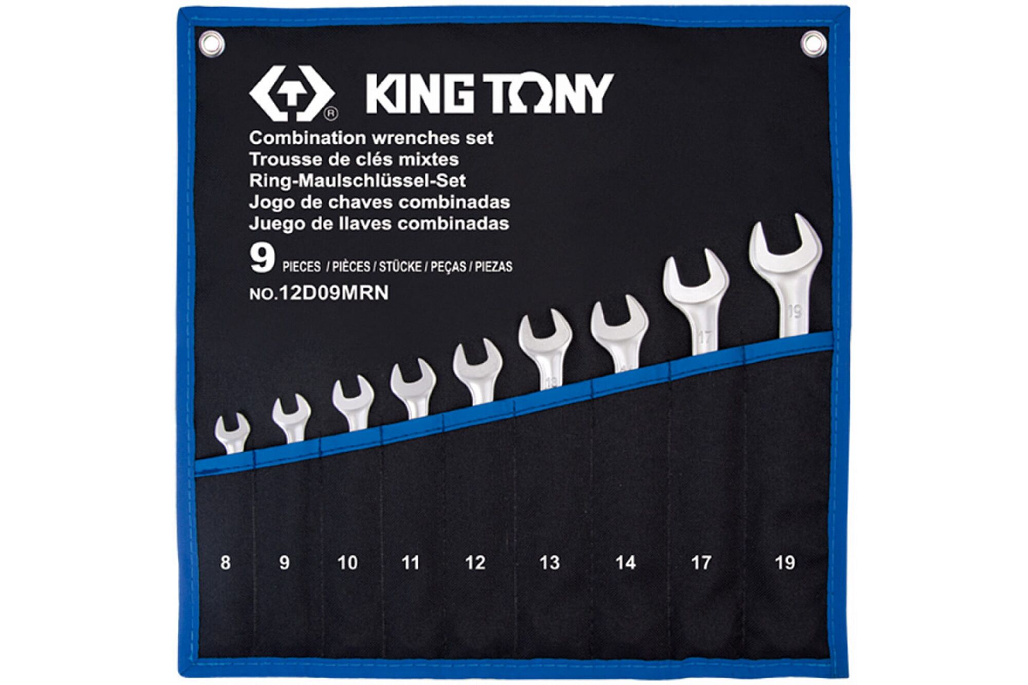Набор комбинированных ключей KING TONY 8-19 мм, чехол из теторона, 9 предметов 12D09MRN