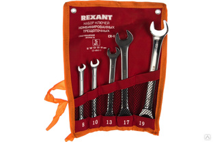 Набор комбинированных трещоточных ключей REXANT 8-19 мм, 5 шт 12-4841-1 #1