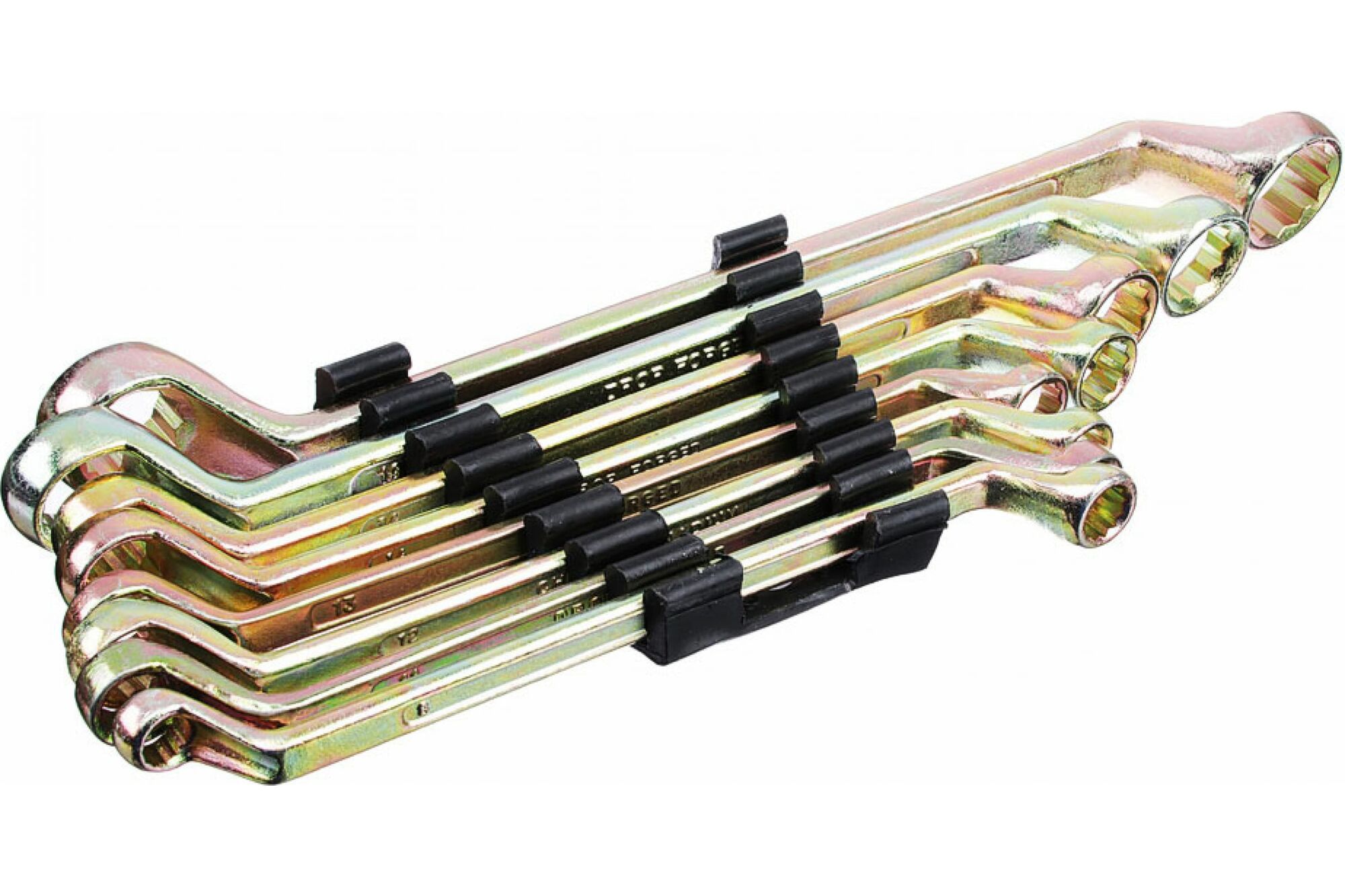 Набор накидных ключей ЕРМАК 8 предметов, 8x10 - 19х22 мм, желтый цинк, пластик холдер 736-076