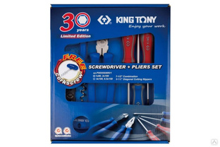 Набор пассатижей, бокорезов и отверток (6 предметов + штопор для бутылок) KING TONY P90006MR01 #1