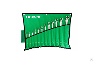 Набор раздвоенных кольцевых гаечных ключей 12 предметов Hitachi HTC-774019 