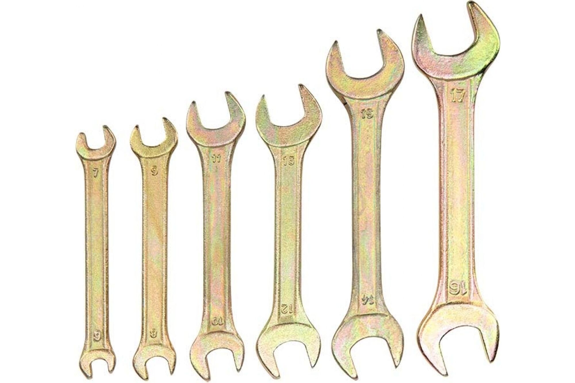 Набор рожковых ключей REXANT 6-17 мм, 6 шт желтый цинк 12-5843-2