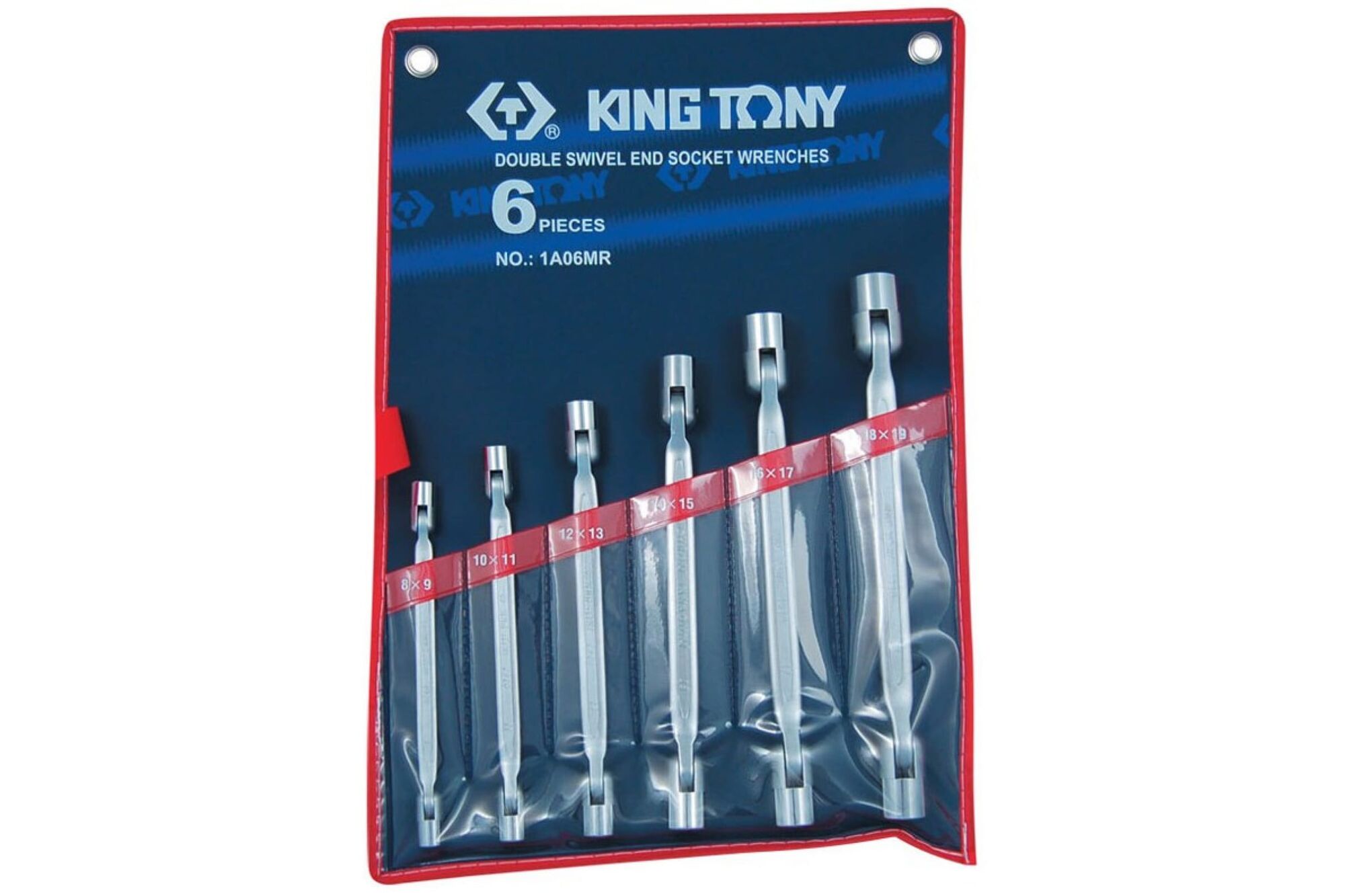 Набор торцевых ключей с шарниром (8-19 мм, 6 предметов) KING TONY 1A06MR