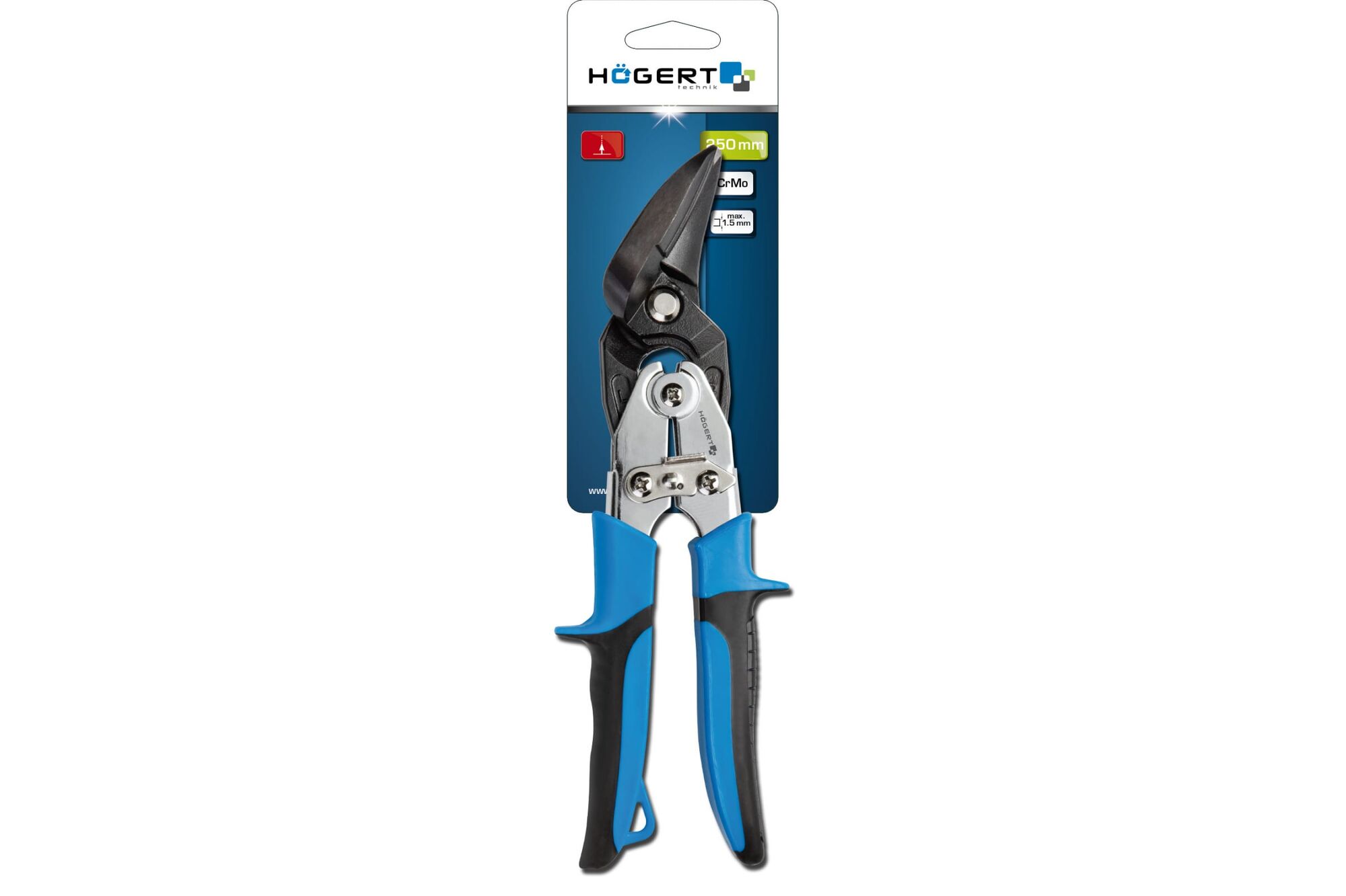 Ножницы по металлу HOEGERT TECHNIK 250 мм, изогнутые правые HT3B505 Hoegert