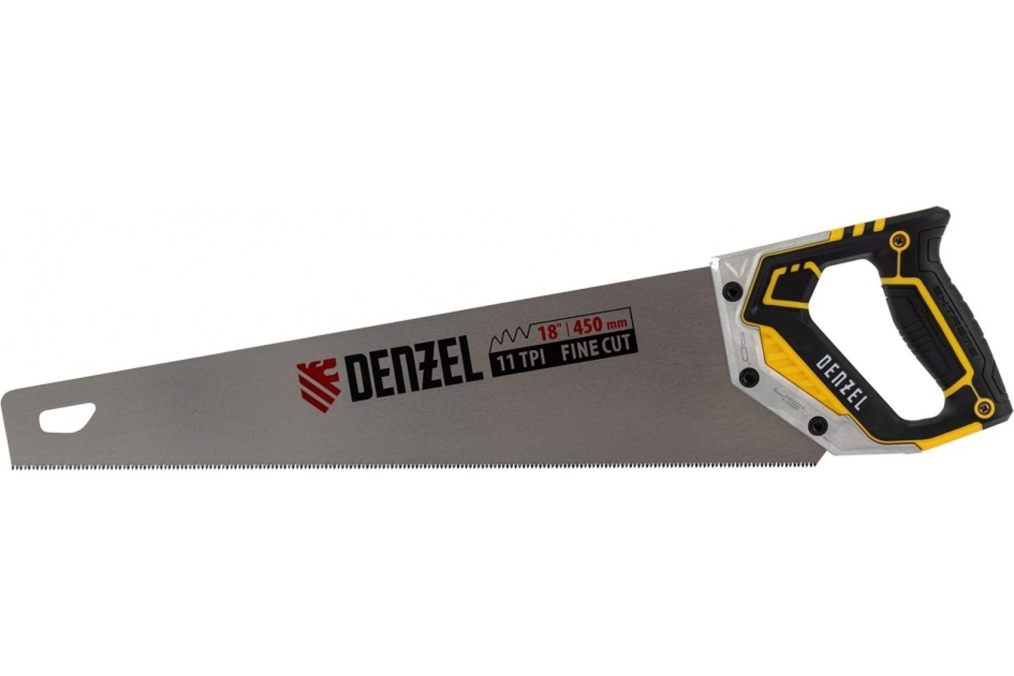 Ножовка по дереву Denzel, 450 мм, 11 TPI, зуб 3D, металлопластиковая рукоятка 24141