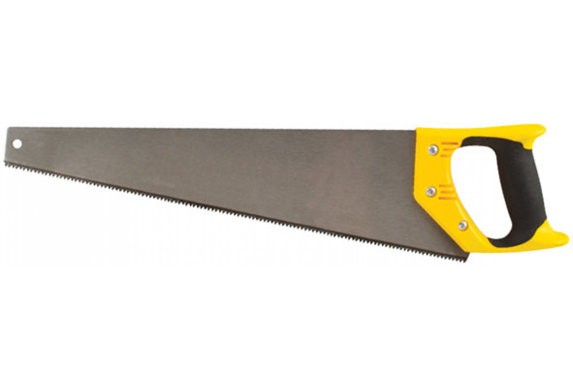Ножовка по дереву, средний каленый зуб 7 TPI, 2D заточка, пластиковая прорезиненная ручка 400 мм КУРС 40316