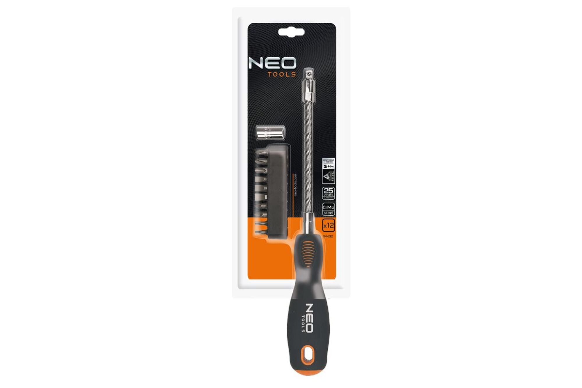 Отвертка с гибким стержнем с набором бит NEO Tools 12 шт 04-212