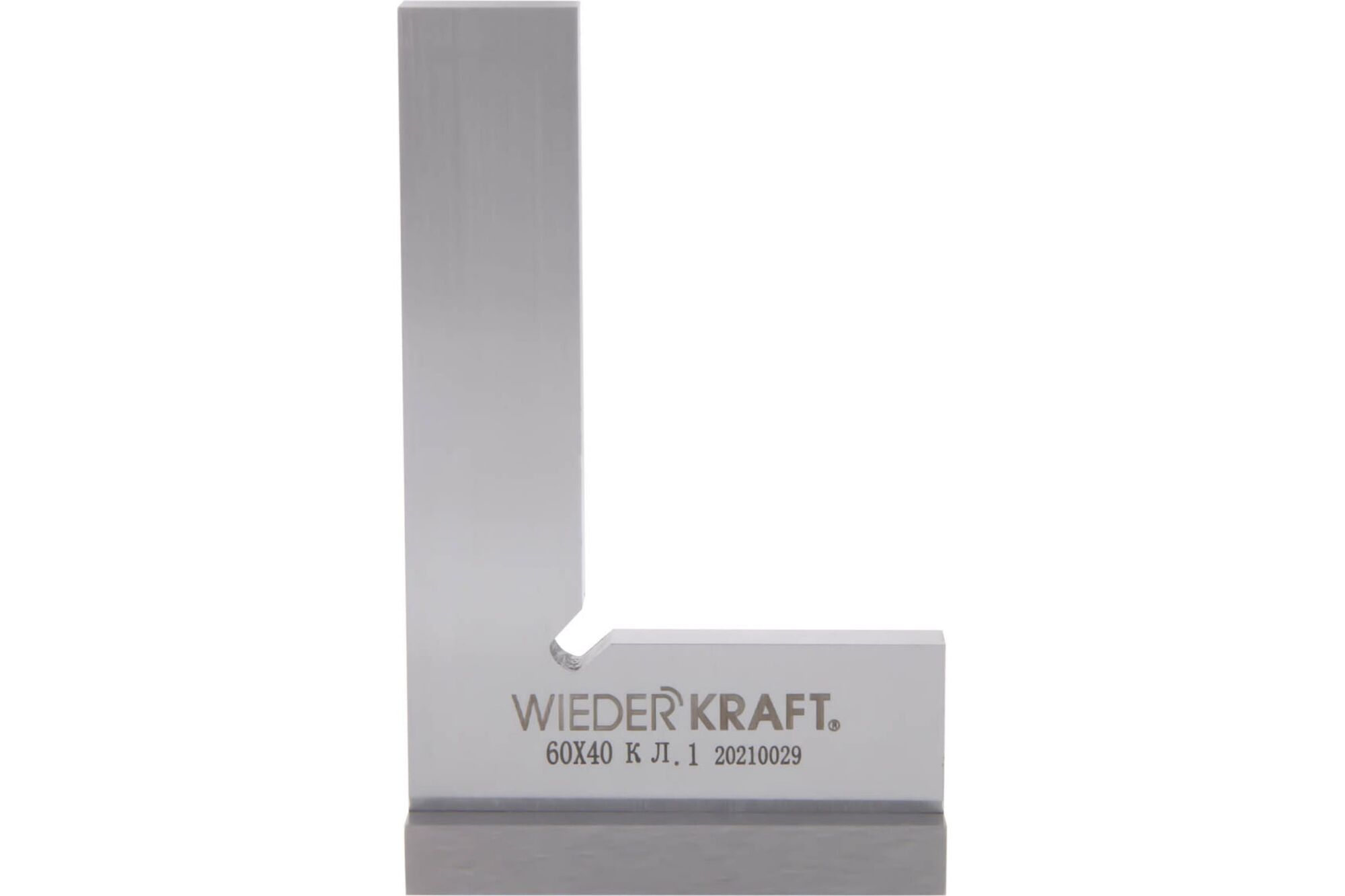 Поверочный угольник WIEDERKRAFT 90 градусов, 100x60x20x5 мм, класс 1 WDK-MR10060