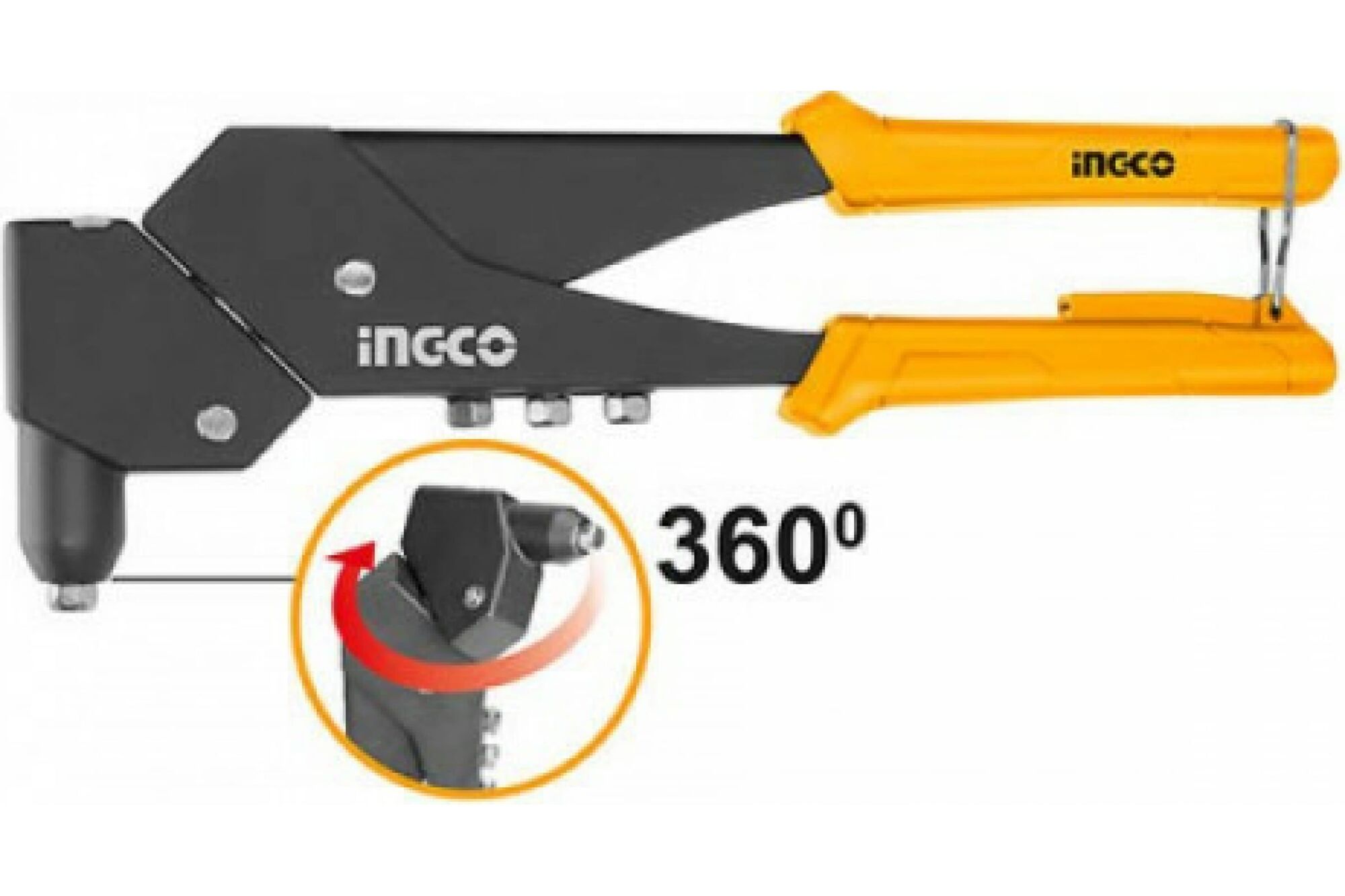 Поворотный заклепочник INGCO 260 мм 2.4-3.2- 4- 4.8 мм, 360 INDUSTRIAL SHHR106