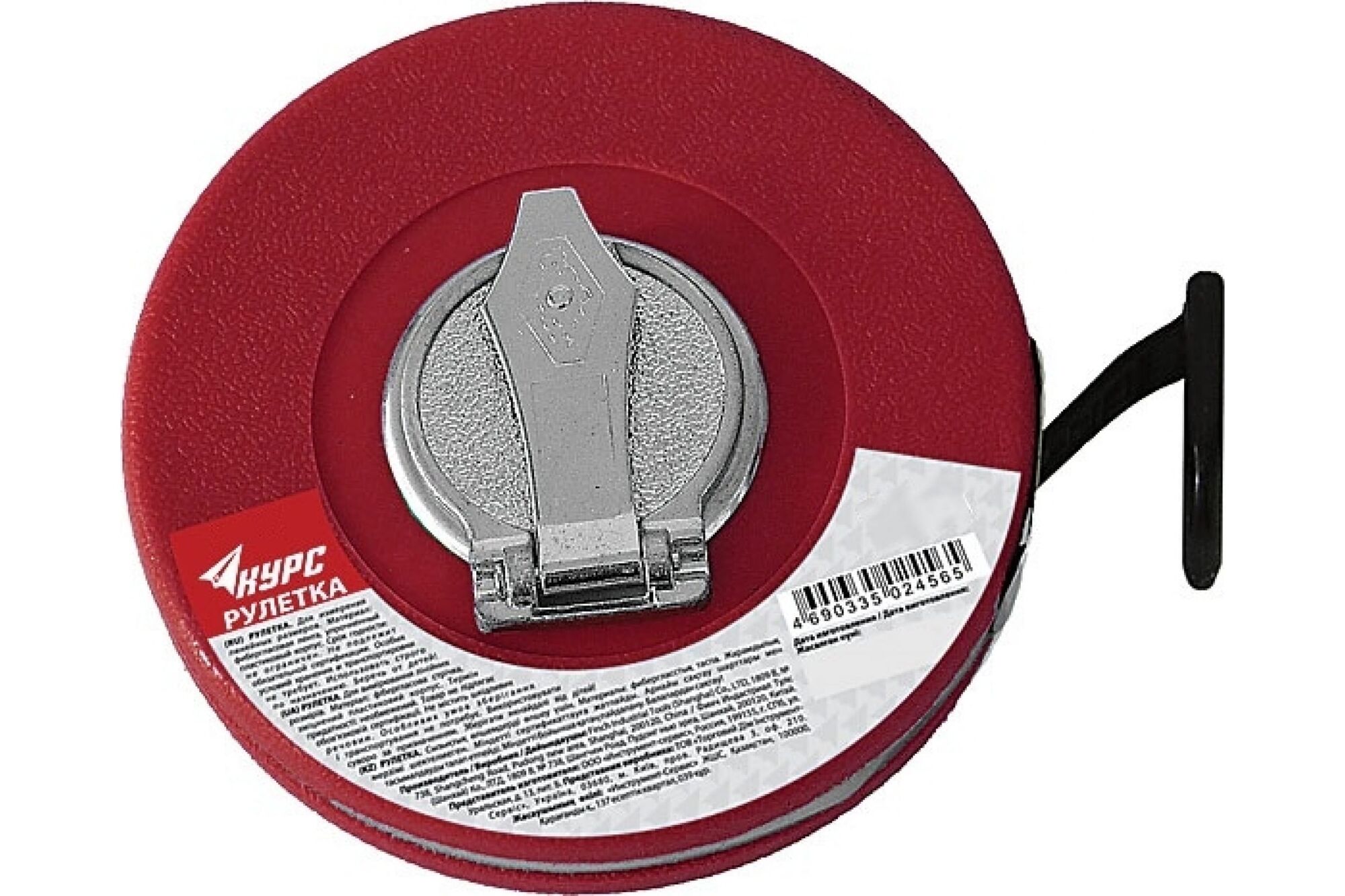 Рулетка (фибергласовая лента 20 м, красный пластиковый корпус) КУРС 17507