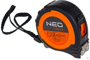 Рулетка NEO Tools стальная лента с нейлоновым покрытием 2 м x 16 мм магнит, амортизатор 67-112 #1