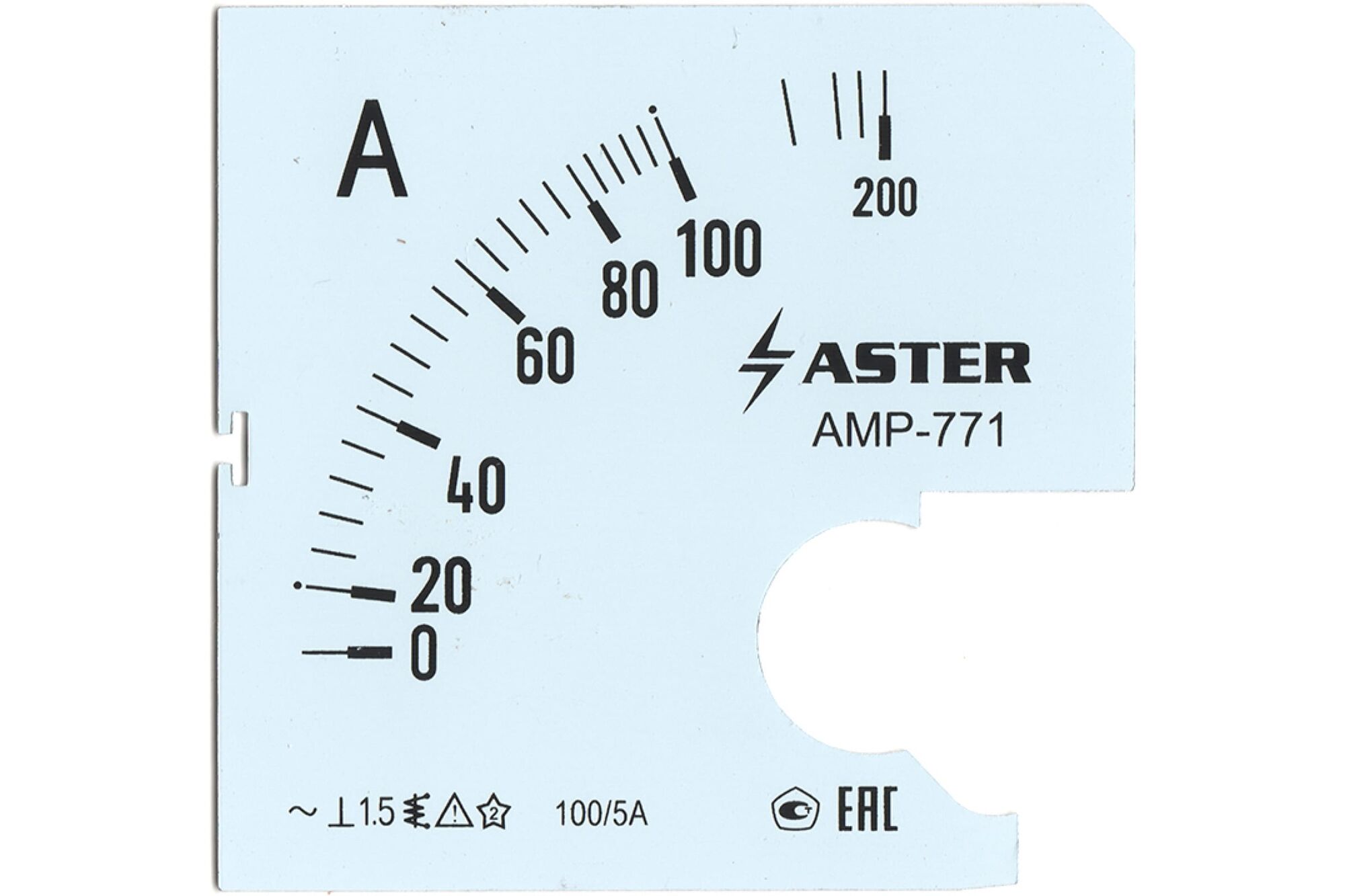 Шкала Aster к амперметру AMP-771 100/5 А SC771-100