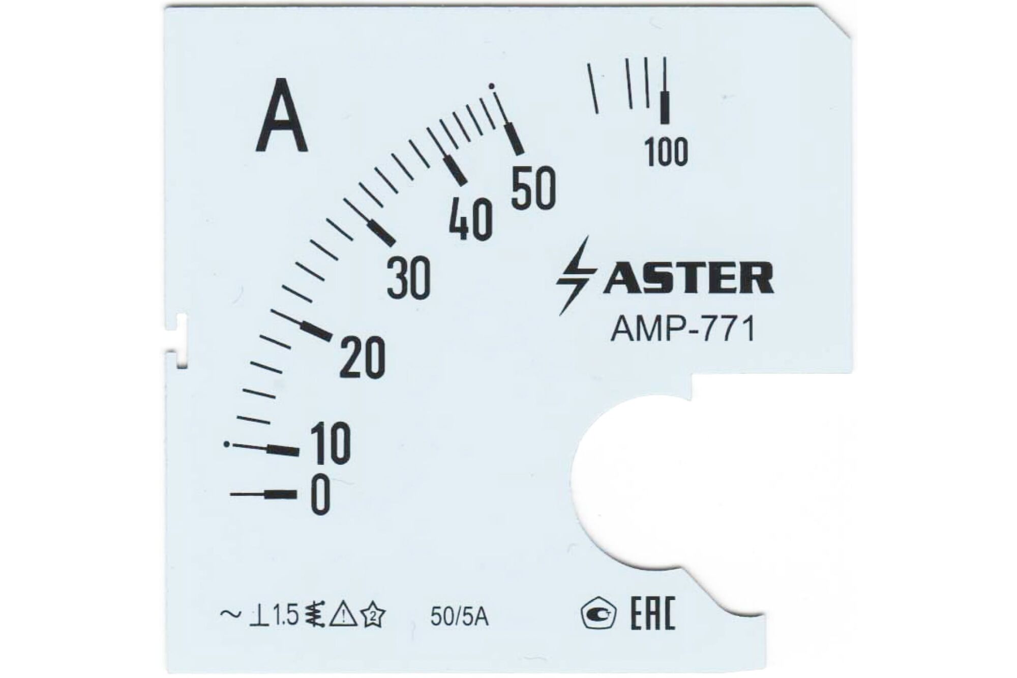 Шкала Aster к амперметру AMP-771 50/5 А SC771-50