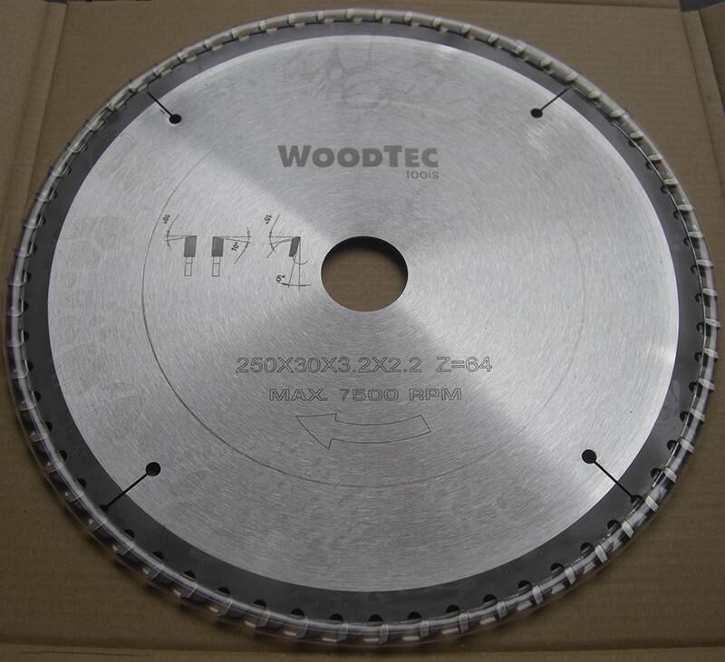 Пила дисковая Ø250 х 30 х 3,2/2,2 Z64 WZ поперечное WoodTec (ИН 299117)