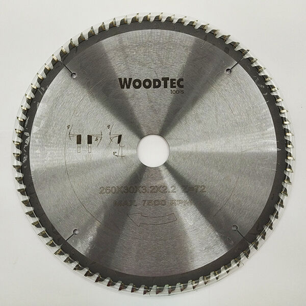 Пила дисковая Ø250 х 30 х 3,2/2,2 Z72 WZ поперечное WoodTec (ИН 299118)