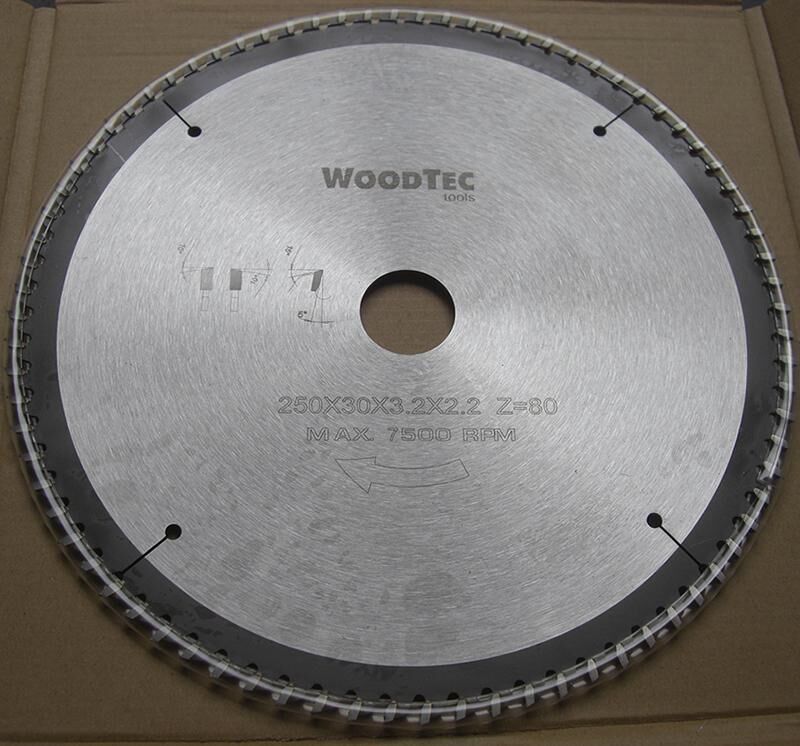 Пила дисковая Ø250 х 30 х 3,2/2,2 Z80 WZ поперечное WoodTec (ИН 299119)