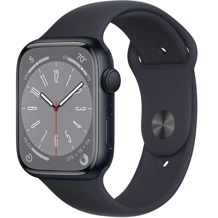 Умные часы Apple Watch Series 8 GPS 45mm Aluminum Case with Sport Band M/L (Тёмная ночь) MNUL3