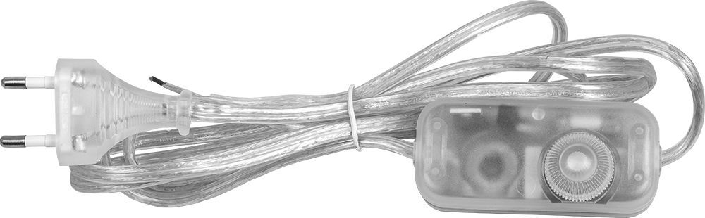 Сетевой шнур с диммером 230V 1,5+0,5м, прозрачный, DM103-200W Feron