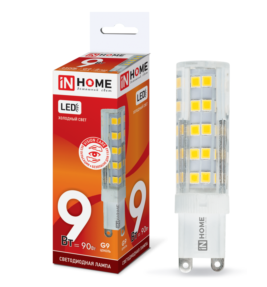 Лампа сд LED-JCD-VC 9Вт 230В G9 6500К 810Лм IN HOME
