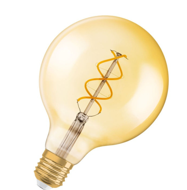 Лампа светодиодная Vintage 1906 LED CL GLOBE125DIM FIL GOLD 255W/820 E27 178x125мм OSRAM