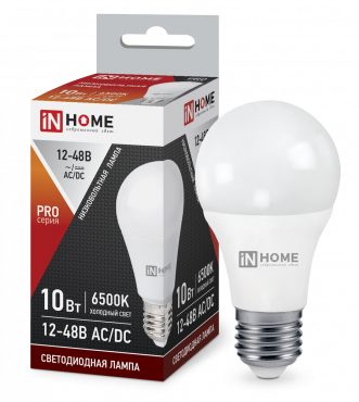 Лампа низковольтная 12В-48В LED-MO-PRO 10Вт Е27 6500К 900Лм IN HOME 4690612038056