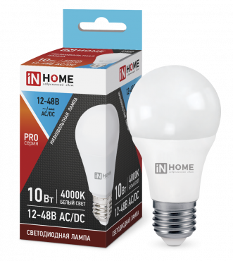 Лампа низковольтная 12В-48В LED-MO-PRO 10Вт Е27 4000К 900Лм IN HOME 4690612038032