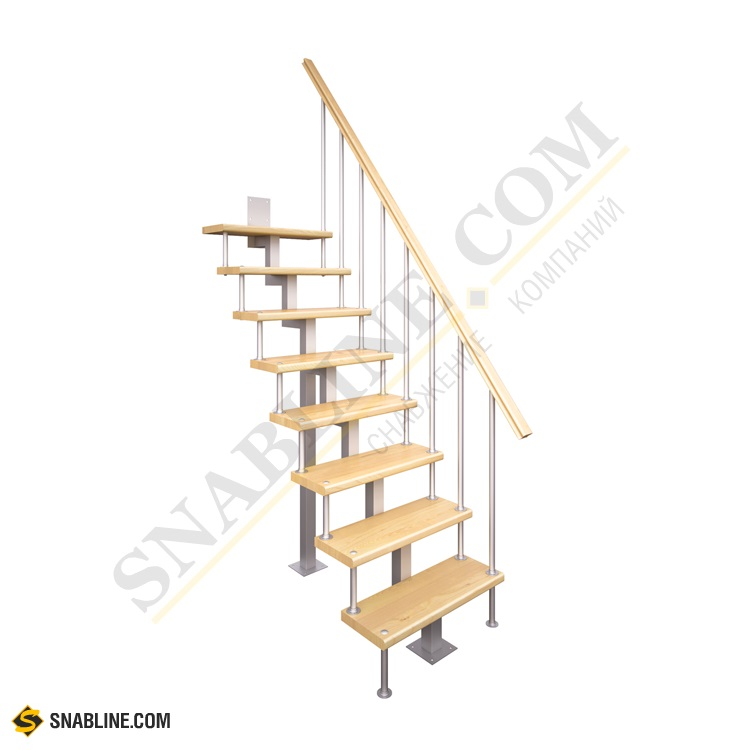 Модульная малогабаритная лестница LESENKA (ЛЕСЕНКА) Линия «Квадро» (прямой марш квадратный профиль), высота 2250-2475 мм